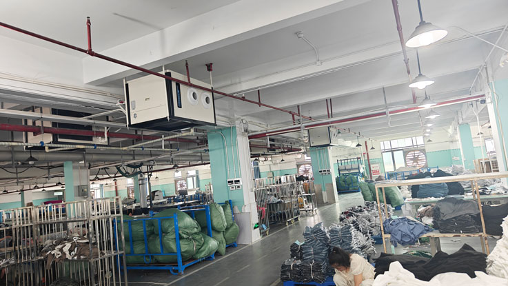 大型制衣廠整體精準降溫，應用蒸發冷省電空調